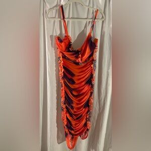 Fashion to Figure Vibrant Orange and Purple Dress - Size 2X